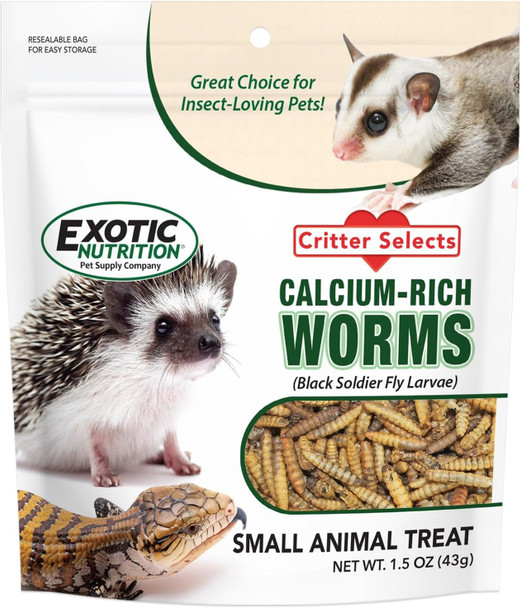 Exotic Nutrition Dried Black Soldier Fly Larvae (1.5 Oz.) - High-Calcium Insect Treat - Chickens, Wild Birds, Hedgehogs, Bluebirds, Reptiles, Sugar Gliders, Opossums, Skunks, Lizards, Fish Exotic Nutrition Dried Black Soldier Fly Larvae (1.5 Oz.) - High-Calcium Insect Treat - Chickens, Wild Birds, Hedgehogs, Bluebirds, Reptiles, Sugar Gliders, Opossums, Skunks, Lizards, Fish