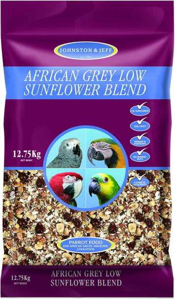 Johnston & Jeff Low Sunflower Diet For African Greys Parrot Food, 12.75 Kg08Jjp5