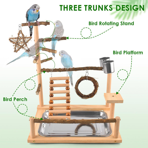 Katumo Bird Playground Bird Perch Stand Natural Parrot Playstand Parakeet Platform Conure Swing Toy Cockatiel Ladder Bird Cage Toys With Removable Tray And 2 Stainless Steel Cups Katumo Bird Playground Bird Perch Stand Natural Parrot Playstand Parakeet Platform Conure Swing Toy Cockatiel Ladder Bird Cage Toys With Removable Tray And 2 Stainless Steel Cups