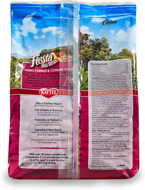 Kaytee Fiesta Big Bites Food For Small Pet Parrots And Conures, 4 Pound