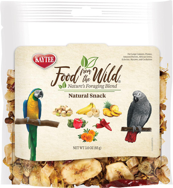 Kaytee Food From The Wild Natural Pet Bird Snack Food Treats For Conures, Pionus, Parrots, African Greys, Eclectus, Macaws, And Cockatoos, 3 Oz