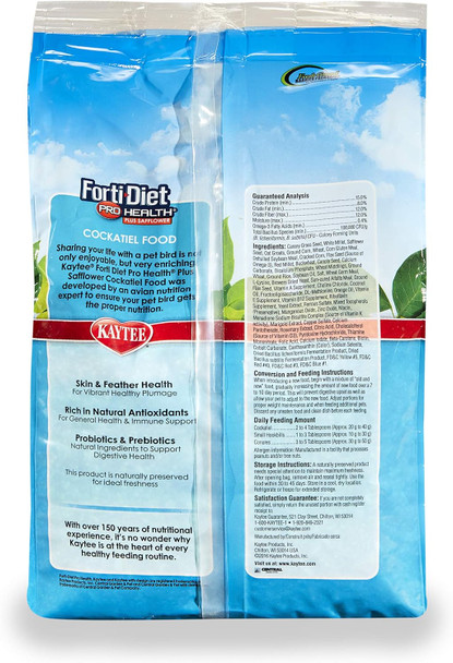 Kaytee Forti-Diet Pro Health Cockatiel Pet Bird Food With Safflower, 4 Pound Kaytee Forti-Diet Pro Health Cockatiel Pet Bird Food With Safflower, 4 Pound