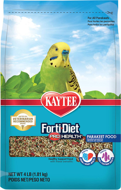 Kaytee Forti-Diet Pro Health Parakeet Pet Bird Food, 4 Pound