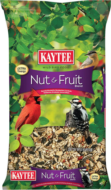 Kaytee Wild Bird Food Nut & Fruit Seed Blend For Cardinals, Chickadees, Nuthatches, Woodpeckers And Other Colorful Songbirds, 10 Pound Kaytee Wild Bird Food Nut & Fruit Seed Blend For Cardinals, Chickadees, Nuthatches, Woodpeckers And Other Colorful Songbirds, 10 Pound
