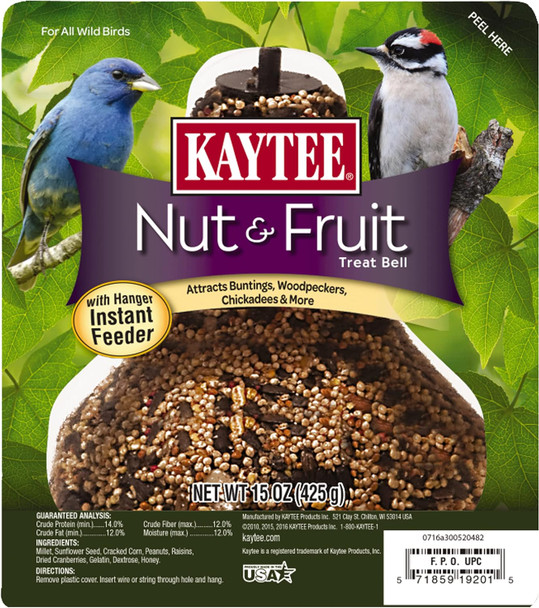 Kaytee Wild Bird Nut & Fruit Seed Treat Bell Kaytee Wild Bird Nut & Fruit Seed Treat Bell