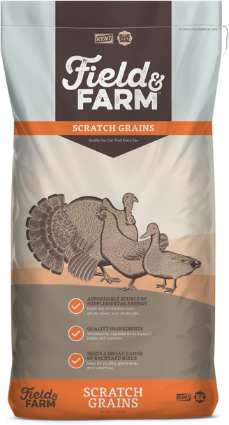 Kent Field And Farm Scratch Grains - Complete Feed For Poultry, Wild Birds And Native Game Birds - 25 Pound Bag