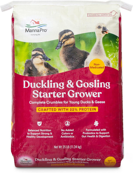Manna Pro Duck Starter Grower Crumble Non-Medicated Feed For Young Ducks Supports Healthy Digestion 25 Pounds Manna Pro Duck Starter Grower Crumble Non-Medicated Feed For Young Ducks Supports Healthy Digestion 25 Pounds