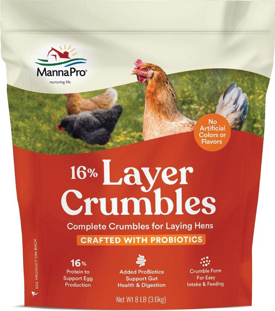 Manna Pro Layer 16% With Probiotic Crumbles No Artifical Colors Or Flavors 8 Lb