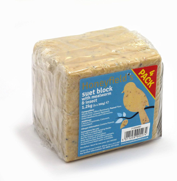 Marriage'S Honeyfields Suet Block With Mealworm Insect (4 Pack) For Wild Birds71505097