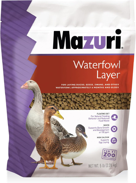 Mazuri Waterfowl Layer Food For Ducks & Geese 5 Pound (5 Lb) Bag