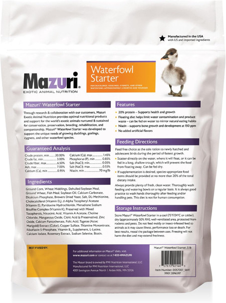Mazuri Waterfowl Starter Food For Baby Ducks And Geese (5 Lb)