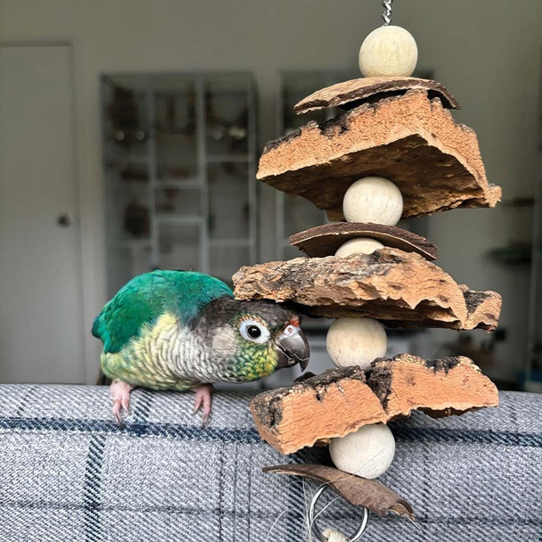 Natural Cork Stacker Parrot Toy