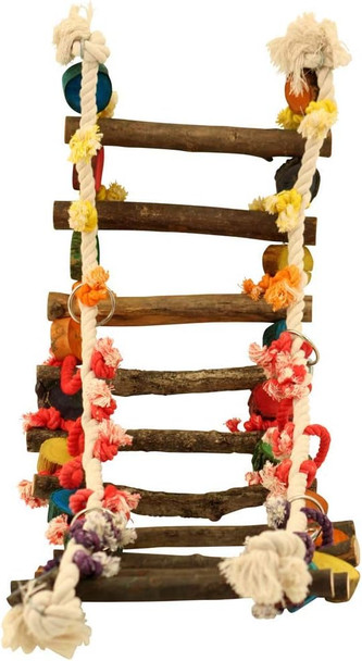 Northern Parrots Jungle Wood And Rope Ladder Parrot Toy