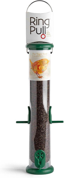 Ring-Pull Medium Bird Feeder For Niger Seeds - Greento-N2G Ring-Pull Medium Bird Feeder For Niger Seeds - Greento-N2G