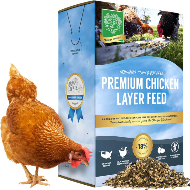 Small Pet Select Chicken Layer Feed Pellets 18% Protein Level Corn-, Soy-, Non-Gmo All Natural Us Locally Sourced Ingredients 20Lb