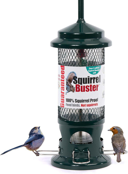 Squirrel Proof Bird Feeder For Seeds - Jacobi Jayne® Squirrel Buster® Seed Bird Feeder – Pigeon Proof Metal Bird Seed Feeder For Wild Birds – Easy Clean Hanging Seed Bird Feeder For Garden Birdssb-1057