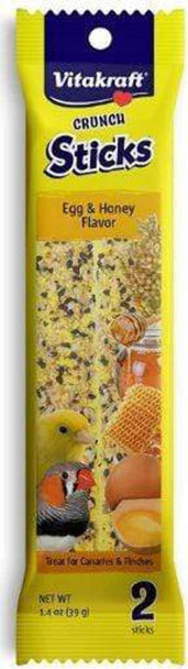 Vitakraft Crunch Sticks For Canaries And Finches - Egg And Honey - Pet Bird Treat Toy