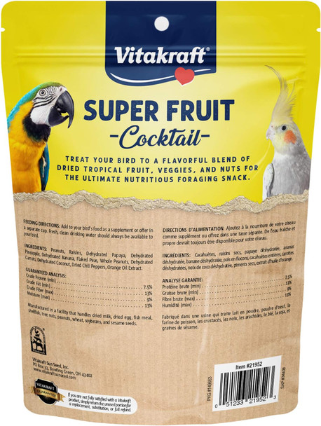 Vitakraft Fresh Super Fruit Cocktail - Tropical Parrot Fruit Blend - Parrot And Parakeet Treats Browns 1.25 Pound (Pack Of 1)