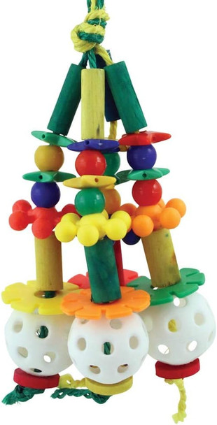 Whiffle Wonder Parrot Toy Colourful Wooden Plastic And Sisal Hanging Toy For African Grey Mini-Macaw Whiffle Wonder Parrot Toy Colourful Wooden Plastic And Sisal Hanging Toy For African Grey Mini-Macaw