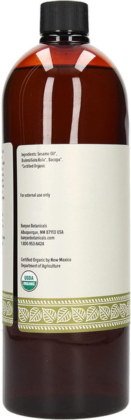 Banyan Botanicals Brahmi Oil With Sesame Base - Usda Organic - Ayurvedic Skin & Hair Oil With Gotu Kola & Baco