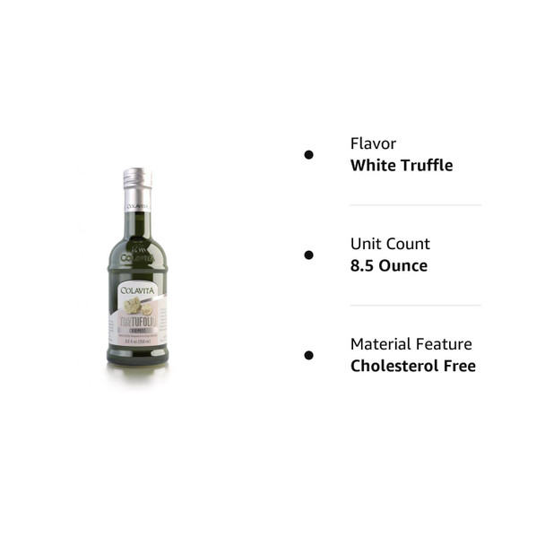 Colavita Flavored Evoo - Tartufolio Condiment, White Truffle Flavored Extra Virgin Olive Oil, 8.5Oz Glass Bottle