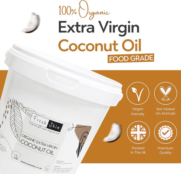 Freshskin Beauty Ltd 500G Organic Extra Virgin Coconut Oil - 100% Pure, Raw & Cold Pressed