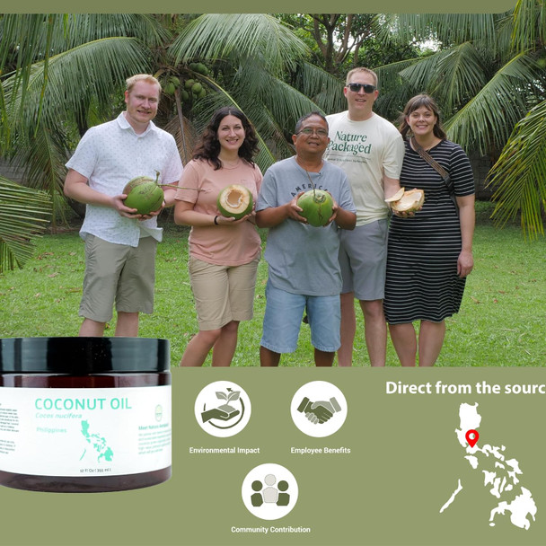 Nature Packaged Solid Coconut Oil (12 Fl. Oz.) - Sourced Directly From Our Farm Partner In The Philippines - Carrier Oil