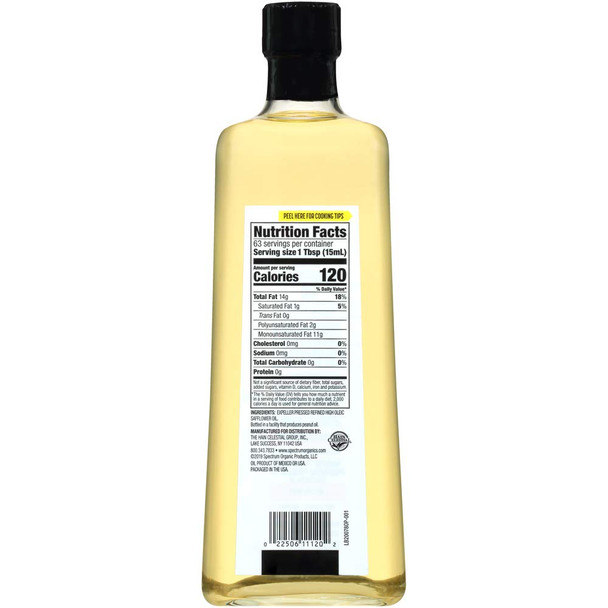 Spectrum Culinary, High Oleic Safflower Oil, Refined, 32 Oz (Pack Of 12)