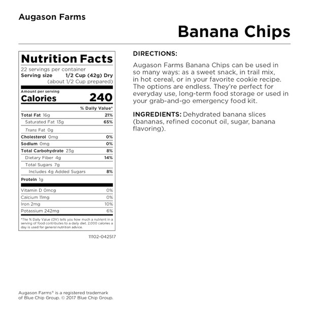 Augason Farms Banana Chips 2 Lbs 1 Oz No. 10 Can