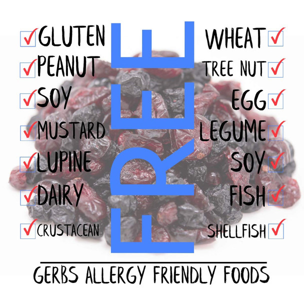 Gerbs Blueberry & Cranberry Dried Fruit Snack Mix 2 Lbs. Premium Grade  Top 14 Food Allergy   Resealable Bulk Bag  Made In Usa  Packed With Antioxidants  Gluten Peanut Tree Nut
