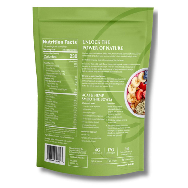 Kannabu Hemp Hearts  Mix In Protein Shake, Smoothie, Yogurt, Oatmeal  Healthy Snacks  Plant Based Protein, High Fiber