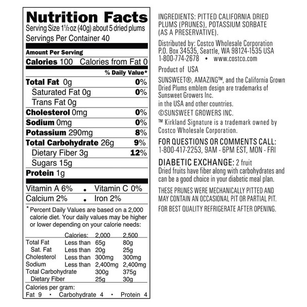 Kirkland Signature, Sunsweet Whole Dried Plums, 3.5 Lbs