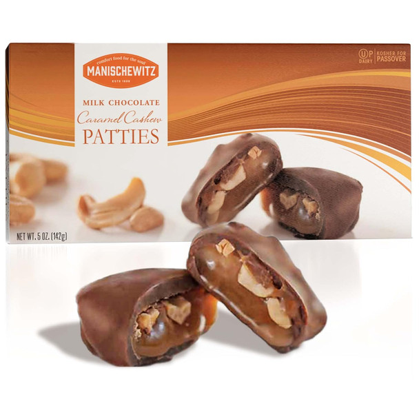 Manischewitz Milk Chocolate Caramel Cashew Patties 5Oz  Rich & Creamy, Wonderful Nutty Flavor, Perfect For Ing, Kosher For Passover Manischewitz Milk Chocolate Caramel Cashew Patties 5Oz  Rich & Creamy, Wonderful Nutty Flavor, Perfect For Ing, Kosher For Passover