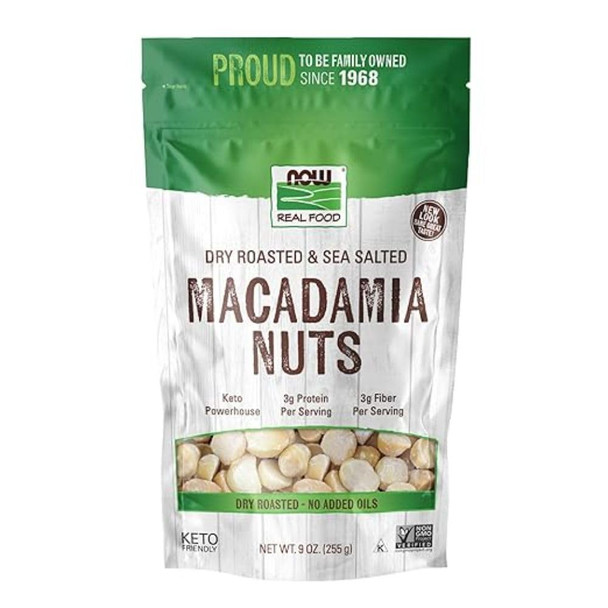 Now Foods, Macadamia Nuts, Dry Roasted With Sea Salt, Source Of Fiber, Gluten- And  Non-Gmo, 9-Ounce (Packa Now Foods, Macadamia Nuts, Dry Roasted With Sea Salt, Source Of Fiber, Gluten- And  Non-Gmo, 9-Ounce (Packa