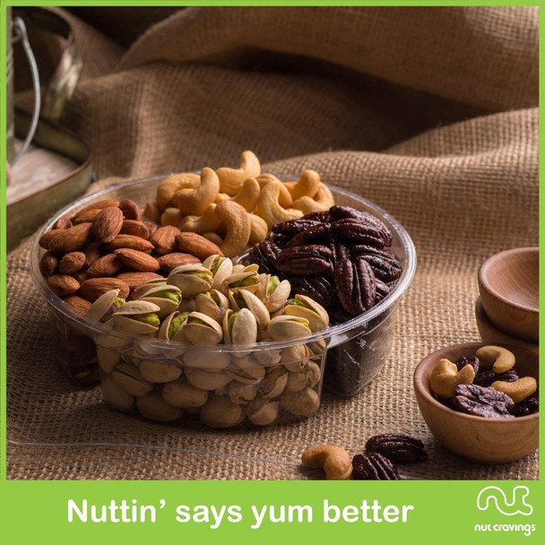 Nut Cravings Gourmet Collection - Mothers Day Mixed Nuts  Basket In Green Gold Box (4 Assortments) Arrangement Platter, Birthday Care Package - Healthy Kosher Usa Made