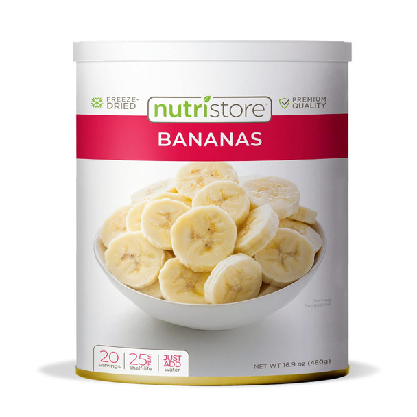 Nutristore Ze Dried Bananas  20 Servings  Emergency Survival Bulk Food Storage  Amazing Taste & Quality  No Extra Additives  Healthy Snack  25 Year Shelf Life