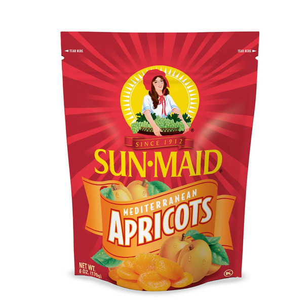 Sun-Maid Mediterranean Dried Apricots - (12 Pack) 6 Oz Resealable Bag - Mediterranean Apricot Dried Fruit Snack For Lunches, Snacks, And Natural Sweeteners