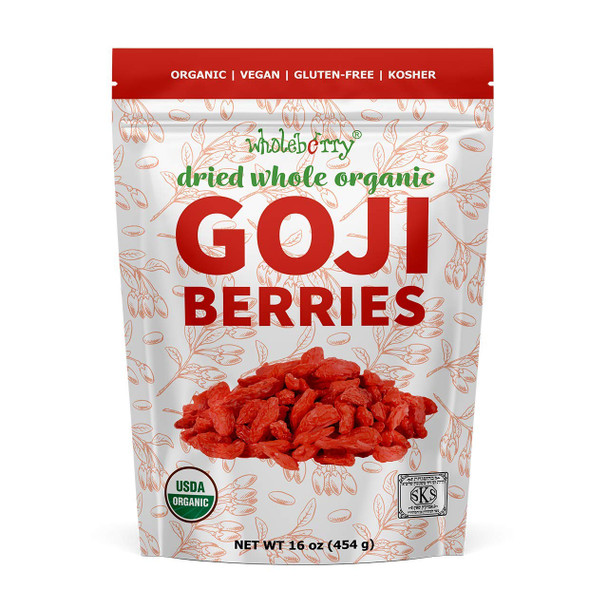 Wholeberry Organic Wolfberry Gouqi Goji Berries 16Oz Raw, Vegan, Gluten  Super Food High In Plant Based Protein, Di Wholeberry Organic Wolfberry Gouqi Goji Berries 16Oz Raw, Vegan, Gluten  Super Food High In Plant Based Protein, Di