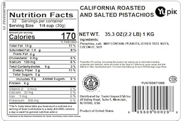 Yupik Nuts California Roasted & Salted Pistachios, 2.2 Lb, Pack Of 1 Yupik Nuts California Roasted & Salted Pistachios, 2.2 Lb, Pack Of 1