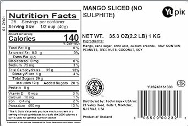 Yupik Sulfite  Dried, Sliced Mango, 2.2 Lb