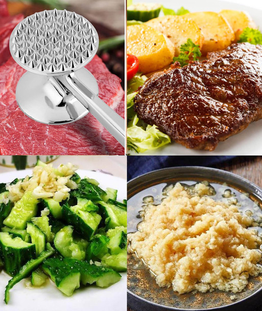 Aliglow Meat Tenderizer Hammer Tool Mallet Pounder For Kitchen Tenderizing Steak Beef Poultry Heavy Duty Dual-Sided Tenderiser With Soft Grip Handle - Multifunctional Beater For Chicken Fish Baking