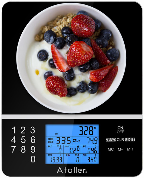 Ataller Ataller Food Scale With Nutritional Calculator Kitchen Diet Scale Digital Food Calorie Counting Scale For Meal Prep Kitchen Baking Weight Loss Resolution 1G Max 5Kg 11Ib Tempered  Black