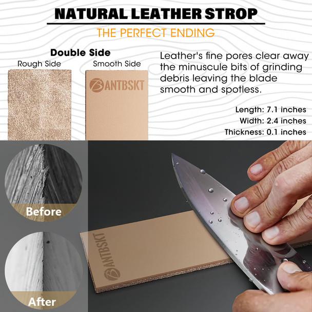 Bantbskt Rolling Knife Sharpener Kit Kitchen Knife Sharpener Set Knife Sharpening Tools 15 & 20 Degree Sharpening For Kitchen Knives Diamond And Ceramic Discs Leather Strop Polishing Compound