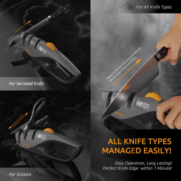 Bonlasharp 5-Angle Adjustable Knife Sharpener For Kitchen Scissors & Pocket Knives – Precision 15°-24° Sharpening Coarse & Fine Slots Non-Slip Base Ergonomic Handle Safe & Easy To Use
