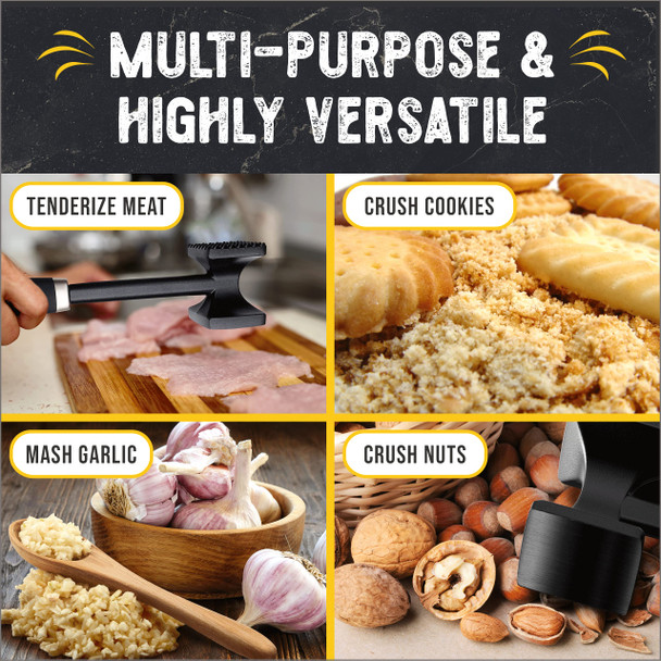 Checkered Chef Meat Tenderizer Tool - Dishwasher Safe Metal Kitchen Mallet For Tenderizing Chicken Beef Pork & Nuts With Non-Slip Grip Checkered Chef Meat Tenderizer Tool - Dishwasher Safe Metal Kitchen Mallet For Tenderizing Chicken Beef Pork & Nuts With Non-Slip Grip