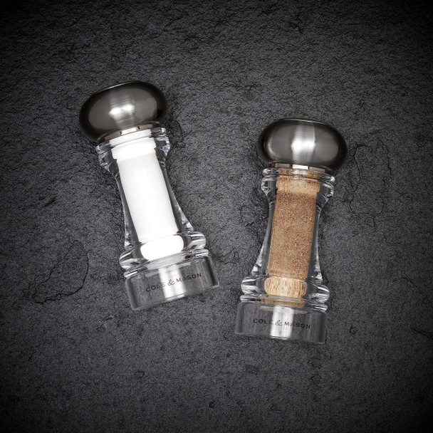 Cole & Mason Carlisle 5.5' Shaker Set - Salt & Pepper Mills - Kitchen & Home Essentials - Refillable Salt & Pepper Sets - Acrylic Spice Mills