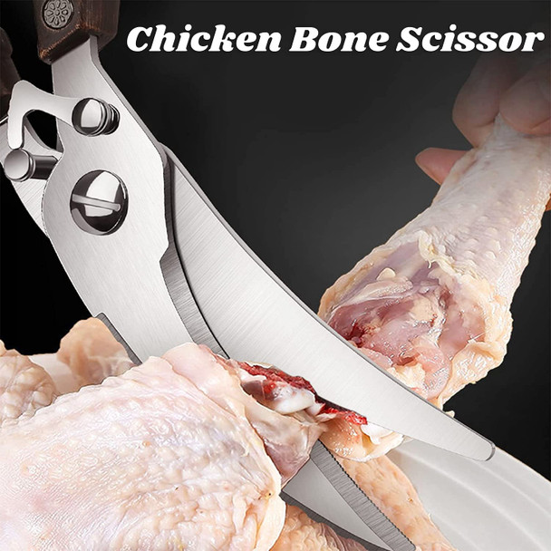 Dream Reach Heavy Duty Poultry Shears With Serrated Edge - For Chicken Bone Meat Turkey Fish - No Rust Spring Loaded Stainless Steel Kitchen Scissors