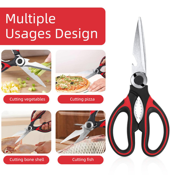 Farops Kitchen Scissor For General Use 2-Packs Heavy Duty Kitchen Raptor Meat Shears Dishwasher Safe Cooking Scissors Stainless Steel Multi-Function Scissors For Food Chicken Poultry Fish Pizza Herbs