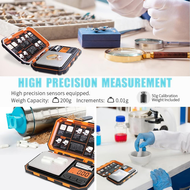 Fuzion Digital Pocket Scale 200G X 0.01G 6 Units Conversion Mini Scale With Lcd Display Tare Function For Food Jewelry Medicine Coffee (Battery Included)