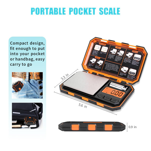 Fuzion Digital Pocket Scale 200G X 0.01G 6 Units Conversion Mini Scale With Lcd Display Tare Function For Food Jewelry Medicine Coffee (Battery Included)